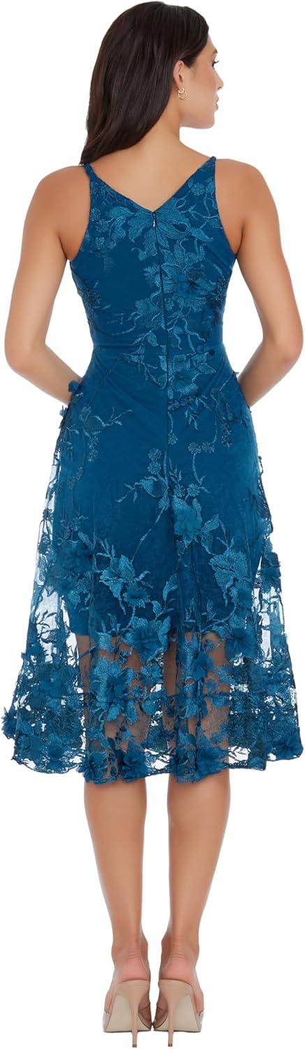 imageDress the Population Womens Audrey Midi Plunging DressPeacock Blue