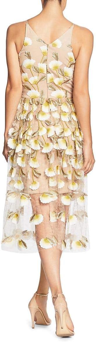 imageDress the Population Womens Audrey Midi Plunging DressSunflowerNude Betsey