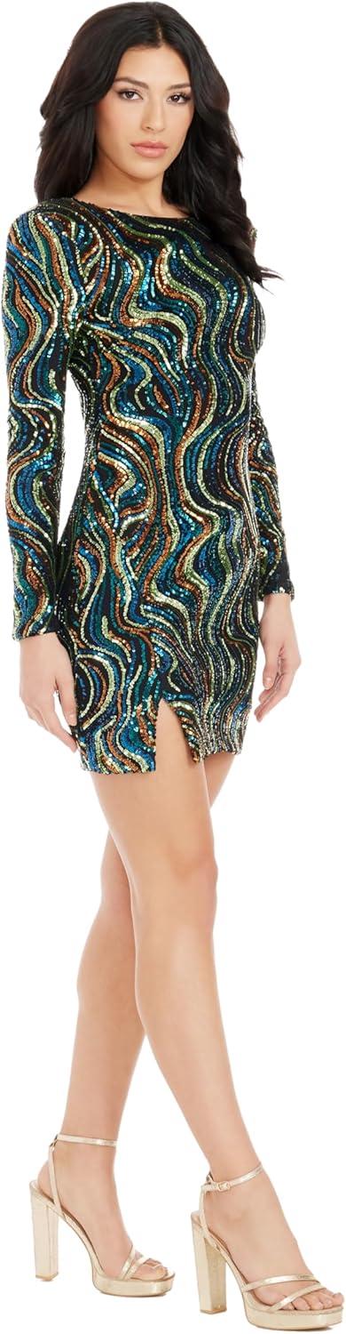 imageDress the Population Womens Nathalia Bodycon Mini DressTeal Multi