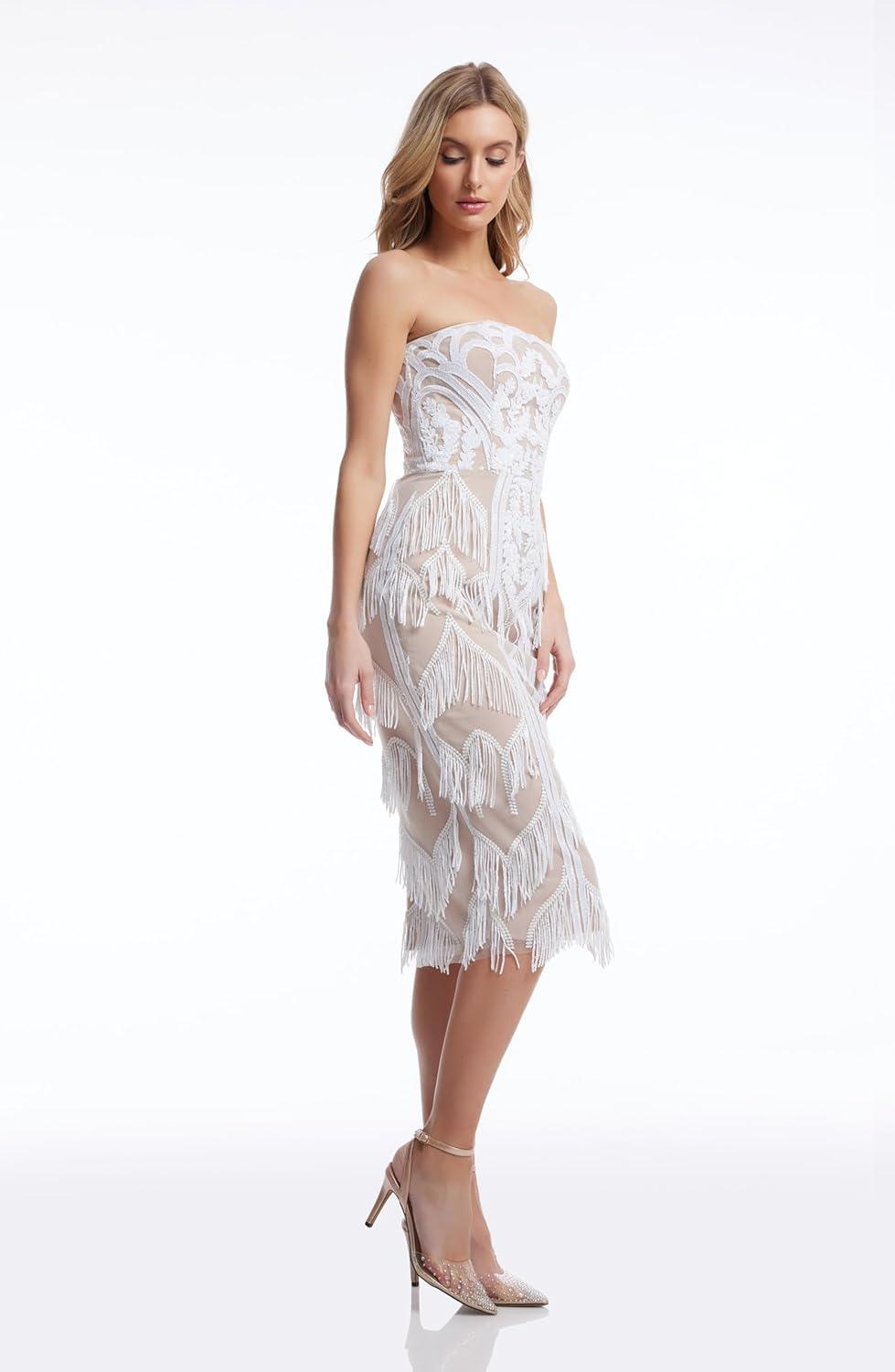 imageDress the Population Womens Viviana Bodycon Midi DressWhitenude