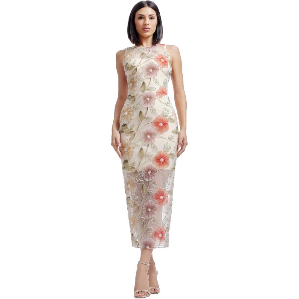 imageDress The Population Womens Helena Bodycon Midi DressChampagne Multi