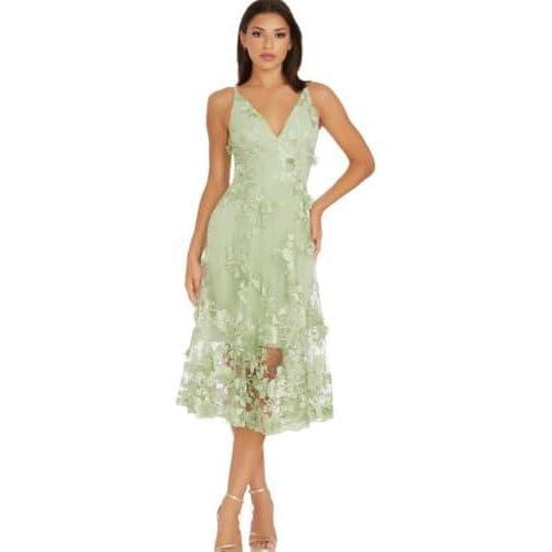 imageDress the Population Womens Audrey Midi Plunging DressSage