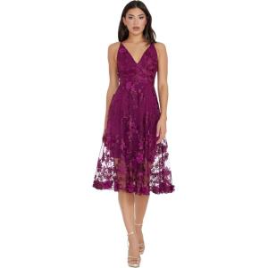 imageDress the Population Womens Audrey Midi Plunging DressDark Magenta
