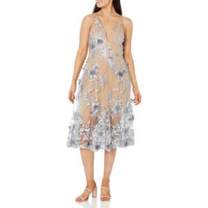 imageDress the Population Womens Audrey Midi Plunging DressMineral BlueNude