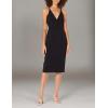 imageDress the Population Womens Lyla Plunging Sleeveless Fitted Midi Sheath DressBlack