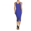 imageDress the Population Womens Lyla Plunging Sleeveless Fitted Midi Sheath DressBlueViolet