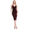 imageDress the Population Womens Lyla Plunging Sleeveless Fitted Midi Sheath DressBurgundy