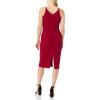 imageDress the Population Womens Lyla Plunging Sleeveless Fitted Midi Sheath DressGarnet