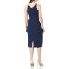 imageDress the Population Womens Lyla Plunging Sleeveless Fitted Midi Sheath DressNavy