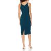 imageDress the Population Womens Lyla Plunging Sleeveless Fitted Midi Sheath DressPeacock Blue