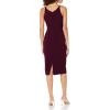 imageDress the Population Womens Lyla Plunging Sleeveless Fitted Midi Sheath DressPlum