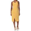 imageDress the Population Womens Lyla Plunging Sleeveless Fitted Midi Sheath DressSunflower