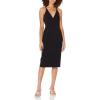 imageDress the Population Womens Lyla Plunging Sleeveless Fitted Midi Sheath DressBlack