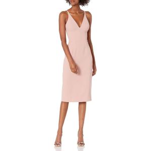 imageDress the Population Womens Lyla Plunging Sleeveless Fitted Midi Sheath DressBlush