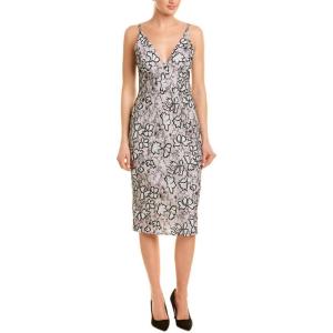 imageDress the Population Womens Lyla Plunging Sleeveless Fitted Midi Sheath DressWhiteBlack