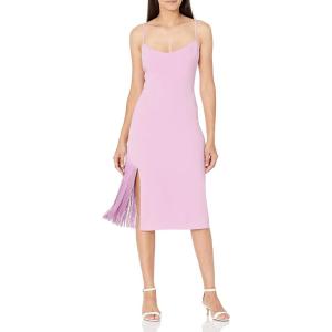 imageDress the Population Womens Rory Sleeveless Stretch Midi Sheath Dress with FringeLilac