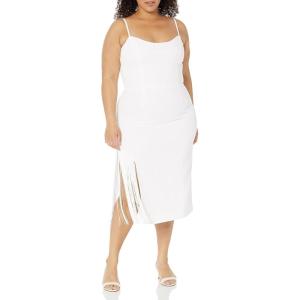imageDress the Population Womens Rory Sleeveless Stretch Midi Sheath Dress with FringeOffwhite