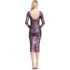imageDress the Population Womens Emery Long Sleeve Stretch Sequin Midi Sheath Special Occasion Deep Purple XLarge US