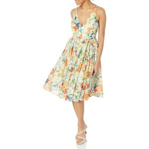 imageDress the Population Womens Alicia WBelt Fit and Flare Midi DressCanary Multi