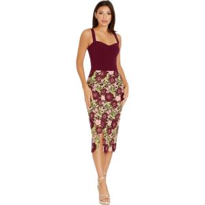 imageDress the Population Womens Ellina Bodycon Midi DressBurgundy Multi