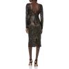 imageDress the Population Womens Emery Long Sleeve Stretch Sequin Midi SheathDressBlackNude Baroque
