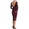 imageDress the Population Womens Emery Long Sleeve Stretch Sequin Midi SheathDressBurgundyBlack