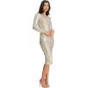 imageDress the Population Womens Emery Long Sleeve Stretch Sequin Midi SheathDressSilverNude