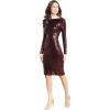 imageDress the Population Womens Emery Long Sleeve Stretch Sequin Midi SheathDressBlackBerry