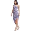 imageDress the Population Womens Magnolia Tie Dye Flowers Embroidered with Beads and Sequins Midi Bodycon Asymmetric Neck Dress Lilac Multi Large