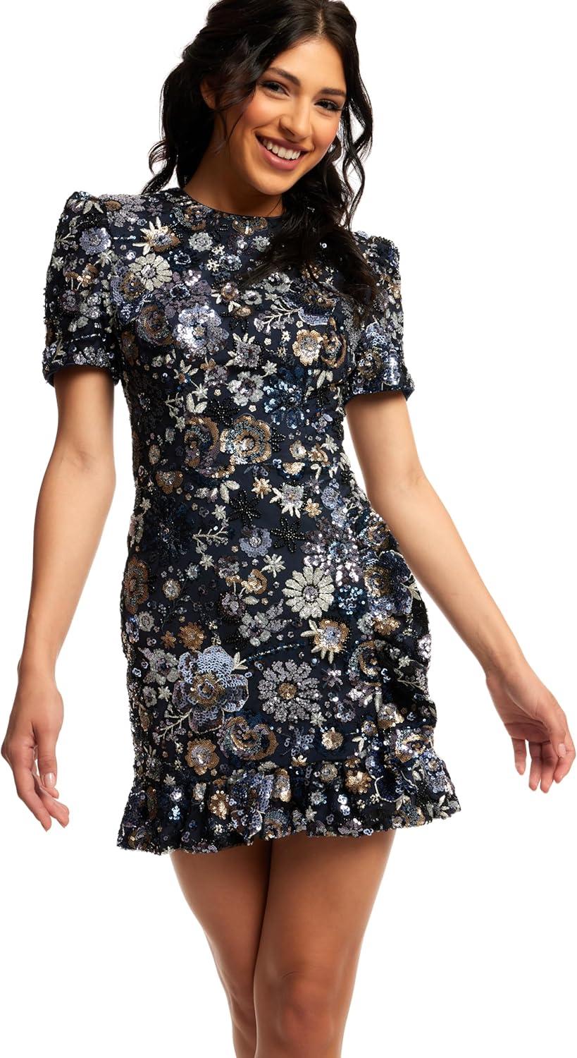 imageDress The Population Womens Brittany Bodycon Mini DressNavy Multi