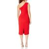 imageDress The Population Womens Martine Sleeveless Asymmetrical One Shoulder Side Pleat Bodycon Midi DressRouge