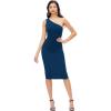 imageDress The Population Womens Martine Sleeveless Asymmetrical One Shoulder Side Pleat Bodycon Midi DressPeacock Blue