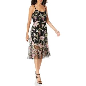 imageDress The Population Womens Uma Uma Sweetheart Bodice Fit and Flare Midi DressDressBlack Multi
