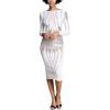 imageDress The Population Womens Emery Long Sleeve Stretch Sequin Midi SheathDressWhiteSilver