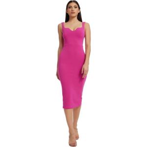 imageDress The Population Womens Sloane Rounded V Neck Bodycon Midi DressBright Fuchsia