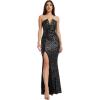 imageDress The Population Womens Fernanda Mermaid Floor Length DressJet Black