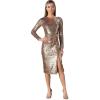 imageDress The Population Womens Micah Bodycon Midi DressSoft Gold Multi