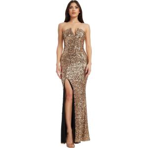 imageDress The Population Womens Fernanda Mermaid Floor Length DressGold