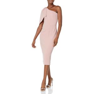 imageDress The Population Womens Tiffany One Shoulder Bow Detail Midi Sheath DressBlush