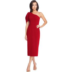 imageDress The Population Womens Tiffany One Shoulder Bow Detail Midi Sheath DressGarnet