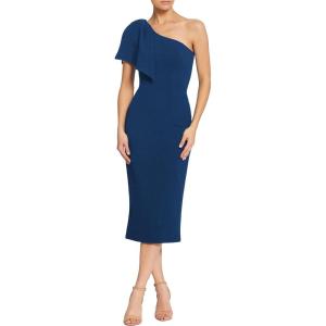 imageDress The Population Womens Tiffany One Shoulder Bow Detail Midi Sheath DressPacific