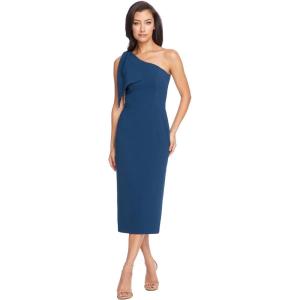 imageDress The Population Womens Tiffany One Shoulder Bow Detail Midi Sheath DressPeacock Blue