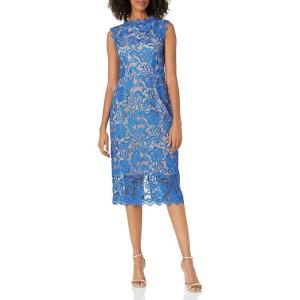 image:imageDress The Population Womens Claudette Lace Sheath Midi DressCobaltNude