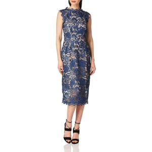 image:imageDress The Population Womens Claudette Lace Sheath Midi DressNavyNude