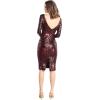 image:imageDress The Population Womens Emery Long Sleeve Stretch Sequin Midi Sheath Ddr147BlackBerry