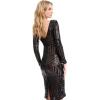 image:imageDress The Population Womens Emery Long Sleeve Stretch Sequin Midi Sheath Ddr147BlackNude
