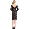 image:imageDress The Population Womens Emery Long Sleeve Stretch Sequin Midi Sheath Ddr147BlackNude