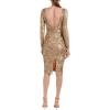image:imageDress The Population Womens Emery Long Sleeve Stretch Sequin Midi Sheath Ddr147Brush Gold