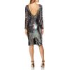 image:imageDress The Population Womens Emery Long Sleeve Stretch Sequin Midi Sheath Ddr147Confetti