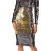 image:imageDress The Population Womens Emery Long Sleeve Stretch Sequin Midi Sheath Ddr147Confetti